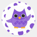 Purple Owl Round Sticker