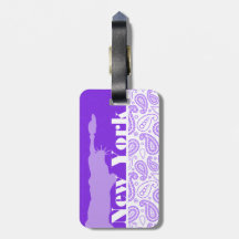 Purple Paisley; NYC, statue of liberty Tag For Bags