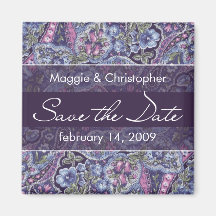 Purple Paisley Save the Date Magnet