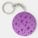 Purple Pattern of Love Hearts. Key Chain