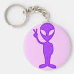 Purple Peace Alien Key Chain