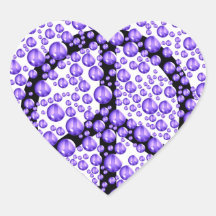 Purple Peace Sign Bubbles Heart Stickers