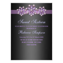 Purple Pearl & Gem Sweet 16 Birthday Invite
