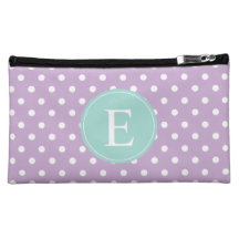 Purple Polka Dot Teal Monogram Makeup Bags