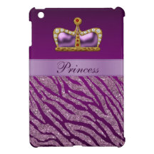 Purple Princess Crown Zebra Print iPad Mini Case