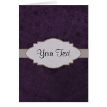 Purple Retro Floral Abstract Nameplate Greeting Card