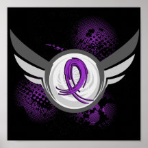 Purple Ribbon And Wings Alzheimer's Disease Poster