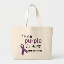 Purple Ribbon, I wear, purple, for ADHD, awareness Canvas Bag