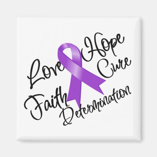 Purple Ribbon Love Hope Determination Refrigerator Magnet