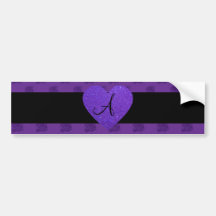 Purple roses monogram heart bumper stickers
