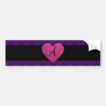 Purple roses monogram pink heart bumper stickers