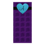 Purple roses monogram turquoise heart rack cards