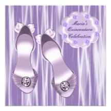 Purple Satin Shoes Purple Quinceanera Invite