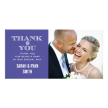 Purple Snowflake Wedding Photo Thank You Cards Personalised Photo Card