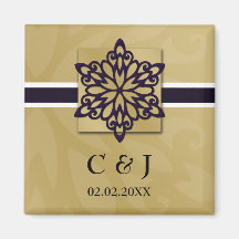 purple snowflakes save the date magnets