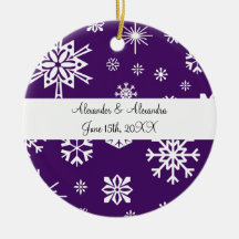 Purple snowflakes wedding favours christmas ornaments
