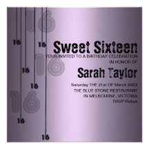 Purple Sweet Sixteen Birthday Invitation