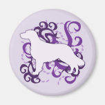 Purple Swirl Flat-Coated Retriever Refrigerator Magnet