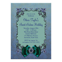 Purple & Teal Blue Sweet Sixteen Party Invitations
