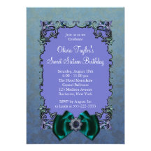 Purple & Teal Sweet Sixteen Party Invitations
