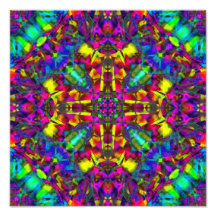 Purple Turquiose and Yellow Mandala Pattern Photo Art