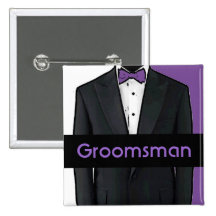 Purple tuxedo customisable groomsman button
