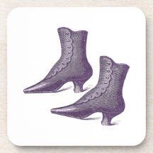 Purple Victorian Vintage Boots for Shoe Lover Beverage Coasters