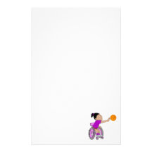 Purple wheelchair girl basketball stationery paper
