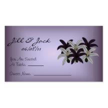 Purple & White Lillies Seating Cards Business Card Template