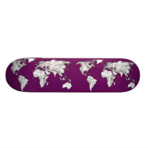 Purple world map skate boards