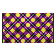 Purple,Yellow, Black and White Argyle iPad Folio Covers