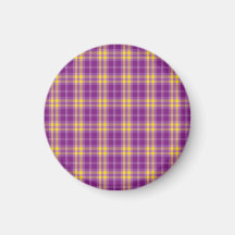 Purple Yellow Plaid Fridge Magnet