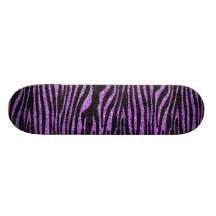 Purple Zebra stripe pattern (faux glitter bling) Skate Decks