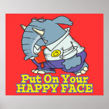 put on your happy face facade elephant print