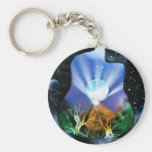 Pyramid Spray Painting with trees acoustic Keychains