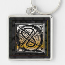 Q Initial "Celtic Black Stone" Key Chain