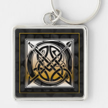 Q Initial "Celtic Black Stone" Key Chain