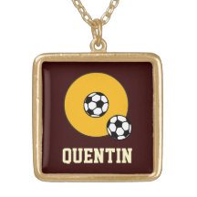 Q Letter Monogram in Soccer Gold Custom Jewelry