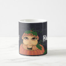 Quantum Kid in a Halloween Pumpkin Coffee Mugs