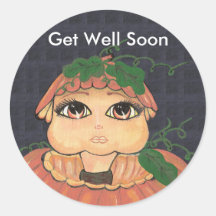 Quantum Kid in a Halloween Pumpkin Round Stickers