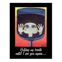 Quantum Kid in Wine Glass Thinking of You Post Card