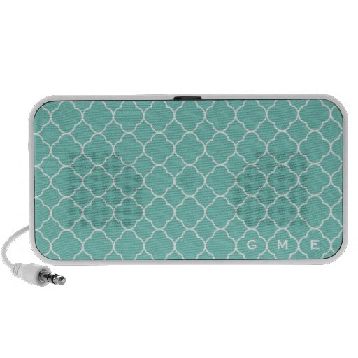 Quatrefoil clover pattern blue teal 3 monogram PC speakers