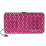 Quatrefoil clover pattern hot pink 3 monogram notebook speakers