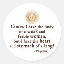 Queen Elizabeth I Tilbury Quote Round Stickers