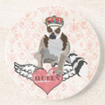 Queen King Julian Pink Damask  Coaster