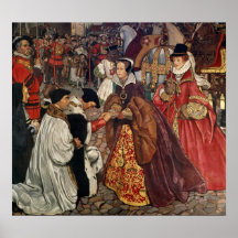 Queen Mary and Princess Elizabeth entering Posters