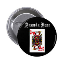 Queen of Broken Hearts On Black Button