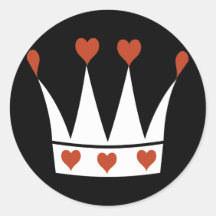 Queen of Hearts Crown Round Stickers