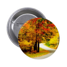 Quiet Country Lane in Autumn Button