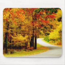 Quiet Country Lane in Autumn Mousepad
